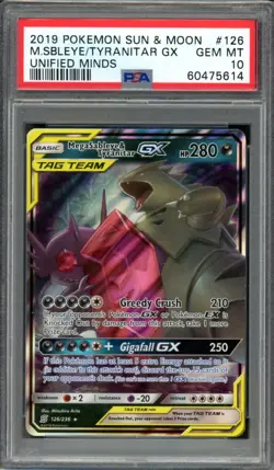 2019 Pokemon Sun & Moon Mega Sableye & Tyranitar GX Unified Minds #126 PSA 10 - Image 1