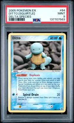 2005 POKEMON EX DELTA SPECIES #64 DITTO [SQUIRTLE] PSA 9 - Image 1