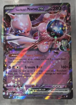 POKEMON Team Rocket's MEWTWO ex 081/182 DESTINED RIVALS- RARE- HOLO- MINT - Image 1