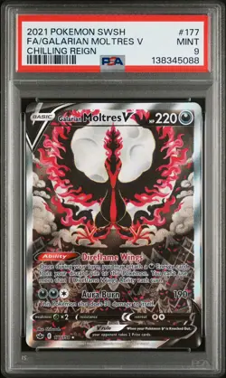 2021 POKEMON CHILLING REIGN GALARIAN MOLTRES V ALTERNATE ART 177/198 PSA 9 MINT - Image 1