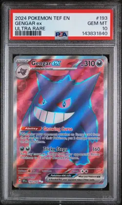 PSA 10 GEM MINT 2024 Pokemon Gengar ex Temporal Forces Ultra Rare TEF EN 193 - Image 1