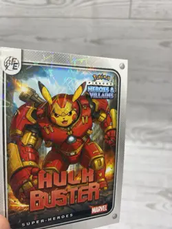 Pikachu as Hulk Buster Lazer Holo Marvel Heroes & Villains Non-Pokemon Fan Art - Image 3