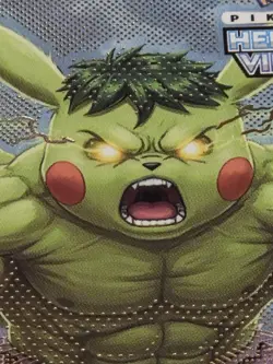 Pikachu as HULK #E4 Rare Gold Holo⚡Heroes & Villains 👊Pokemon Fan Art - Chase - Image 3