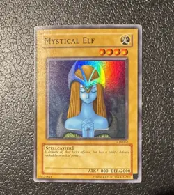 Yugioh Mystical Elf LOB-062 Unlimited Super Rare LP - Image 1