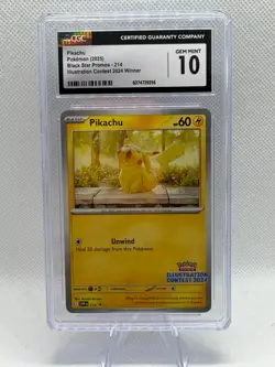 Pokemon TCG 2024 Illustration Contest Pikachu (SVP 214) CGC 10 Gem Mint - Image 1