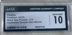 Pokemon Pikachu 2024 Illustration Contest Promo SVP214 CGC 10 Gem Mint - Image 3