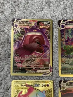Set of 4 Gengar VMax+Mimikyu VMax+Gengar&Mimikyu GX Horror Gold Foil Fan Art NM! - Image 2