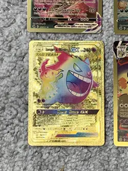 Set of 4 Gengar VMax+Mimikyu VMax+Gengar&Mimikyu GX Horror Gold Foil Fan Art NM! - Image 4