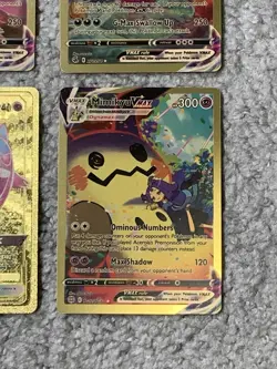 Set of 4 Gengar VMax+Mimikyu VMax+Gengar&Mimikyu GX Horror Gold Foil Fan Art NM! - Image 5