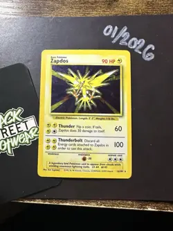Zapdos 016/102, Base Set, Holo Rare, Pokemon TCG, WOTC, Vintage 1999, LP/NM - Image 4