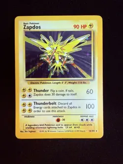 1999 Zapdos 016/102 Base Set Holo Rare Vintage Pokemon TCG WoTC - Image 1
