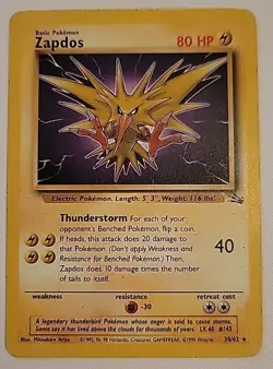 Pokemon TCG Zapdos Non-Holo Rare Card LP 30/62 Fossil Base Set 1999 WOTC Vintage - Image 1