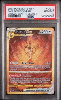 Arceus VSTAR PSA 10 Gold GG70/GG70 Crown Zenith Pokemon Card Full Alt Art Holo - Image 1