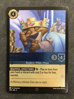 DISNEY LORCANA Prince John Gold Lover 1/P2 Sealed Foil Promo Card VILLANOUS - Image 1