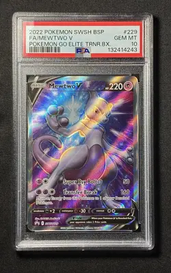 Pokemon TCG - Mewtwo V SWSH229 Black Star Promo - Pokemon Go - PSA Gem Mint 10 - Image 1