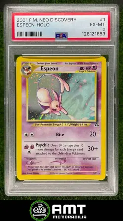126121683 2001 Pokemon Neo Discovery #1/75 Espeon PSA 6 Holo - Image 1