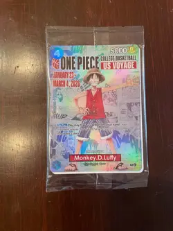 One Piece Monkey D. Luffy US Voyage College Basketball Promo Card Gonzaga SEALED - Image 1