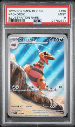 2025 POKEMON BLK EN-BLACK BOLT ILLUSTRATION RARE #136 KROKOROK PSA 9 - Image 1