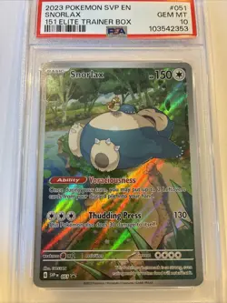 2023 POKEMON SVP EN-SV BLACK STAR PROMO 151 ELITE TRAINER BOX SNORLAX PSA 10 - Image 3