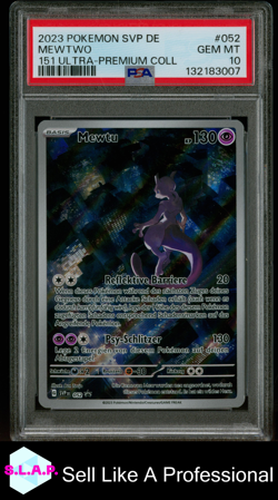 MEWTWO 151 ULTRA-PREMIUM COLL POKEMON GER SVP DE-SV BLCK STR PRM 2023 052 PSA 10 - Image 1