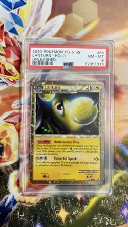 PSA 8 Pokemon Lanturn Prime HGSS: Unleashed 86/95 Holo Rare Card - Image 1