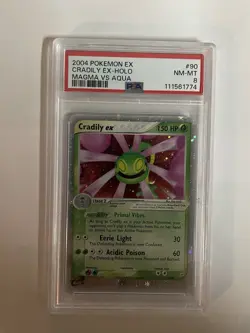 2004 POKEMON EX TEAM MAGMA VS TEAM AQUA #90 CRADILY EX-HOLO PSA 8 - Image 1