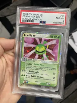 2004 POKEMON EX TEAM MAGMA VS TEAM AQUA #90 CRADILY EX-HOLO PSA 8 - Image 3