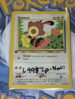 Sentret 63/75 1st Edition & Ruin Wall 74/75 1st Edition Neo Discovery Pokemon Lp - Image 2