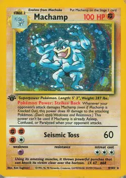 Pokemon Machamp 8/102 Holo Rare 1st Edition Base Set Exclusive Lightly Played - Image 1