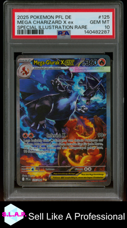 MEGA CHARIZARD X EX SPEC ILL RARE POKEMON GER PFL 2025 125 PSA 10 - Image 1