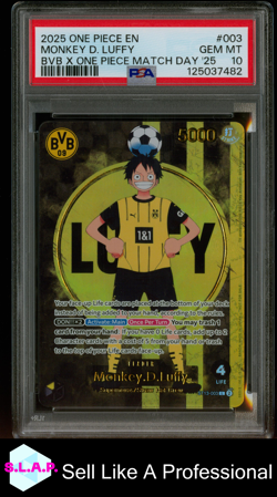 MONKEY D. LUFFY BVB X ONE PIECE MATCH DAY '25 ONE PIECE PROMOS 2025 003 PSA 10 - Image 1