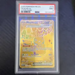 PSA 9 MINT Pikachu ex Prismatic Evolutions Gold Hyper Rare Holo Pokemon 179/131 - Image 1