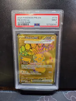 PSA 9 MINT Pikachu ex Prismatic Evolutions Gold Hyper Rare Holo Pokemon 179/131 - Image 1