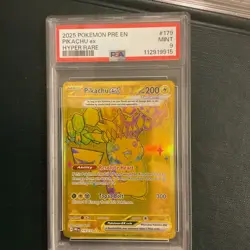Pikachu ex Hyper Rare Gold 179/131 prismatic evolutions Pokemon TCG PSA 9 - Image 1