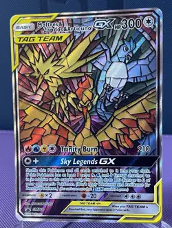 Pokemon TCG Hidden Fates Moltres & Zapdos & Articuno Stained Glass Promo SM210 - Image 1