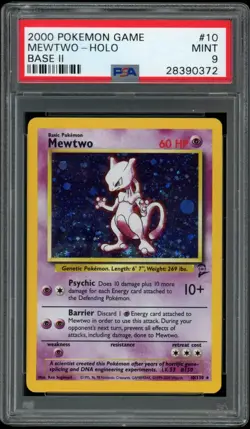 Pokemon Mewtwo Base Set 2 Holo Rare #10 PSA 9 Mint - Image 1