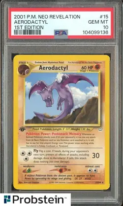 2001 POKEMON ENGLISH AERODACTYL NEO REVELATION 1ST EDITION 15/64 PSA 10 - Image 1