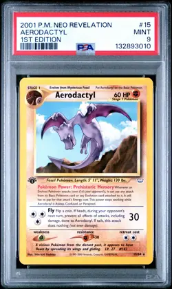 2001 POKEMON NEO REVELATION 1ST EDITION #15 AERODACTYL PSA 9 - Image 1