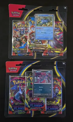 Pokemon Trading Card Game Phantasmal Flames And Mega Evolution 3 Pack Blisters - Image 1