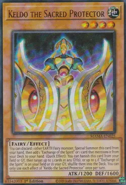 YUGIOH HOLO CARD KELDO THE SACRED PROTECTOR MAMA-EN025 1ST EDITION - Image 1