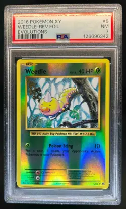 2016 Pokemon XY Evolutions Weedle Reverse Holo #5/108 PSA 7 - Image 1