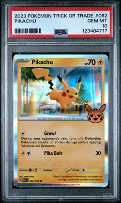 2023 POKEMON TRICK OR TRADE #062 PIKACHU PSA 10 - Image 1