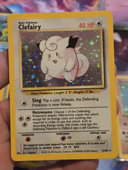 Pokemon TCG Clefairy Base Set 5/102 1999 Unlimited Holo Rare WotC MP - Image 1