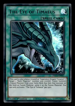 The Eye of Timaeus DLCS-EN007 Blue Ultra Rare Dragons of Legend Yu-Gi-Oh NM - Image 1