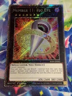Yu-Gi-Oh! TCG Number 11: Big Eye RA04-EN062 Platinum Secret Rare NM/M - Image 1