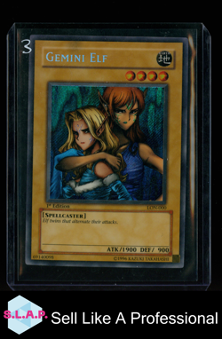 GEMINI ELF YUGIOH LON-000 1ST 2003 LABYRINTH OF NIGHTMARE SECRET RARE ENGLISH - Image 1