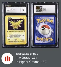 Zapdos 15/62 Fossil 1st Edition Holo Rare 1999 CGC 9 MINT & Pikachu CGC 8 - Image 1