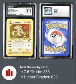 Kabutops 9/62 Fossil Holo Rare 1999 CGC NEAR MINT+ - Image 1