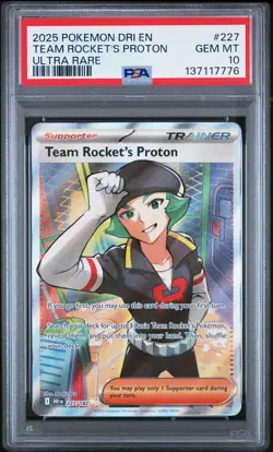 2025 POKEMON DRI EN-DESTINED RIVALS ULTRA RARE #227 TEAM ROCKET'S PROTON PSA 10 - Image 1