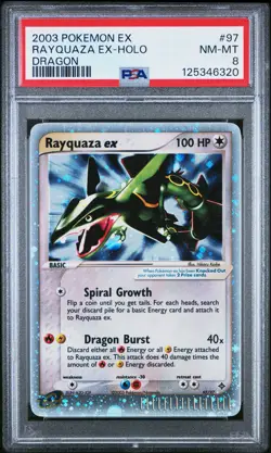 2003 POKEMON EX DRAGON #97 RAYQUAZA EX-HOLO PSA 8 - Image 1